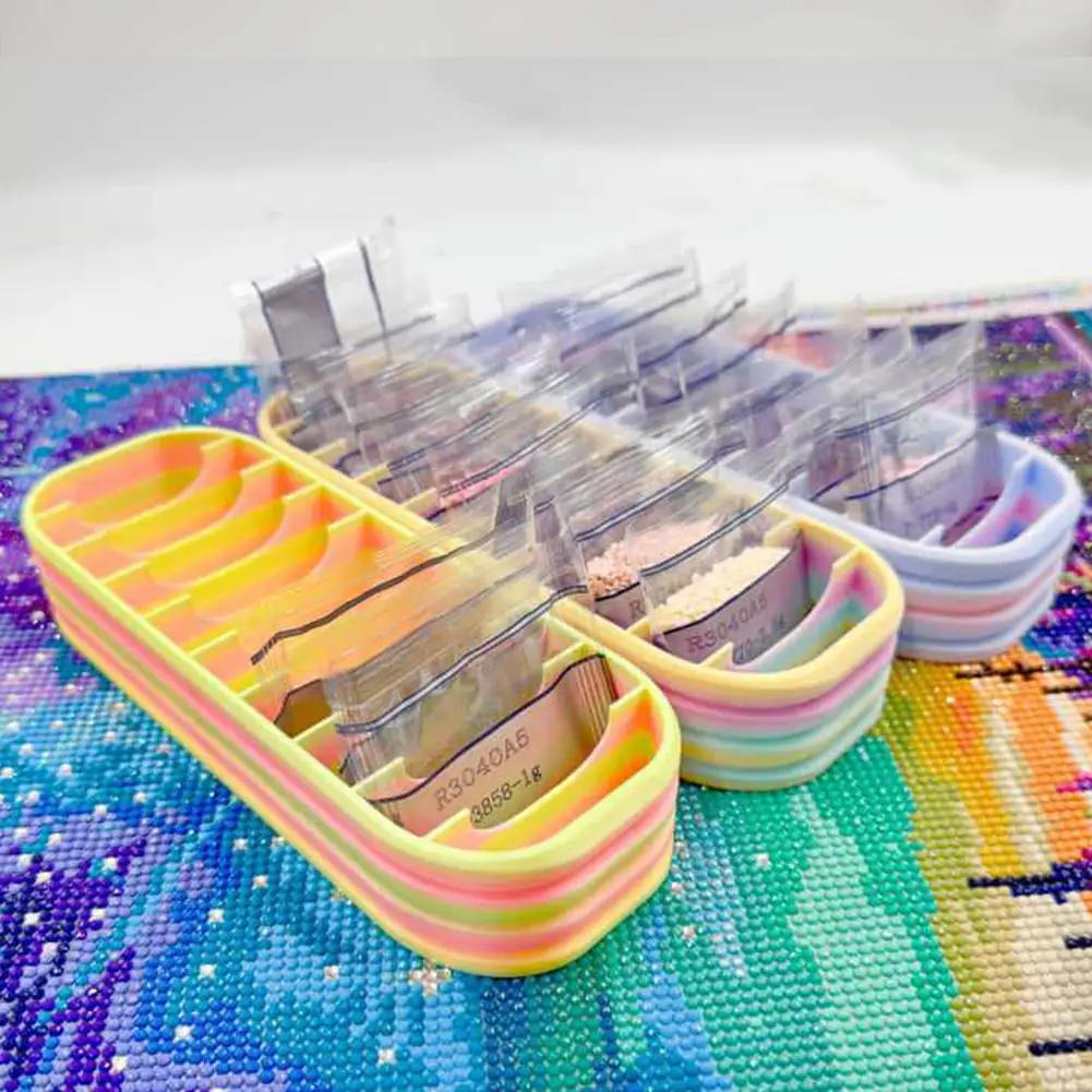 10칸 다이아몬드 패킷 보관함 7가지 색상 지퍼백 보석 비즈 보관함 색상 코드가 있는 페인팅 도구 액세서리 포함