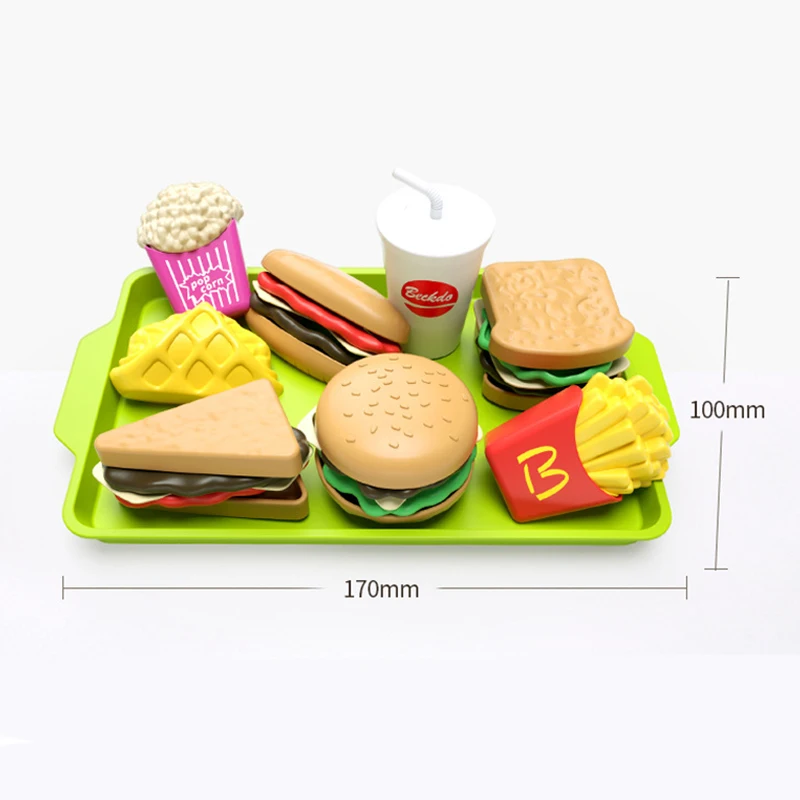 Pretend Food Toys 9 PCS Per Set Detachable Snack Hamburger Plastic Pretend Toy Play House Food Sets Kids Kitchen Toy Birthday Gift