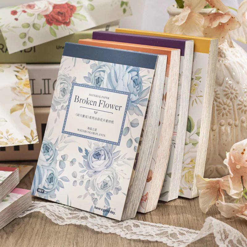 

100 sheets/pack Floral Big Size Decorative Material Paper 14*10cm