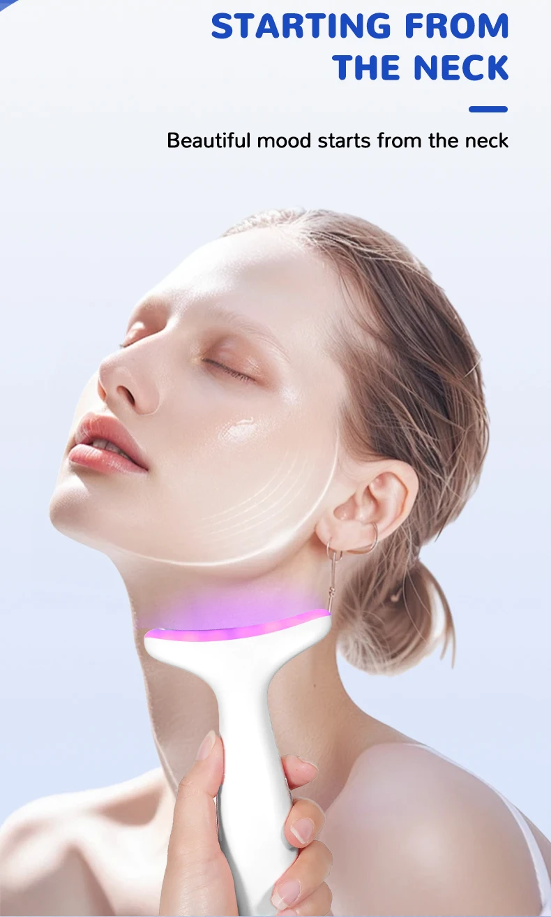 Portable 7 in 1 Neck Face Beauty Device Microcurrent Vibration Facial Massager f