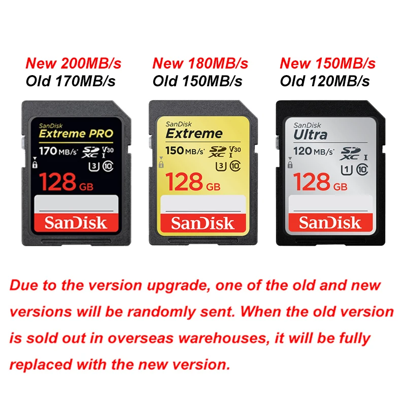 SanDisk-Carte SD Extreme Pro, 128 Go, 64 Go, 32 Go, 512 Go, 256 Go, 1 To, SD,  128 Go, Carte mémoire flash, U3, 4K, Cartes V30, SDXC, SDHC pour appareil  photo - AliExpress