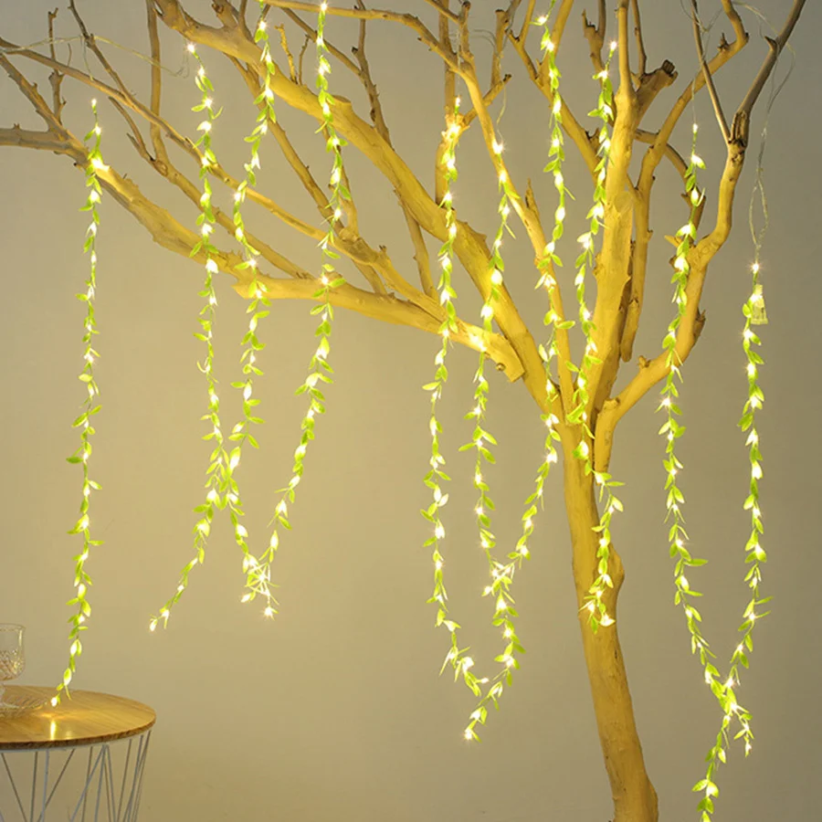 

Ivy Leaves LED Icicle Lights 3X1M 6X1M Christmas Vine Branch Window Curtain Fairy Lights Outdoor Twinkle Fairy Icicle Lights