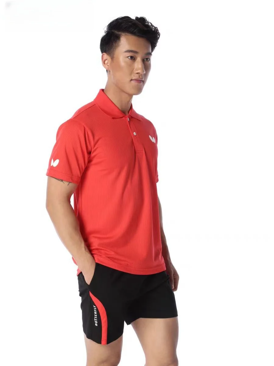 A set of men's and women's table tennis T-shirt shorts quick drying breathable light lapel badminton clothing team custom sport t shirt,badminton table tennis clothes set
