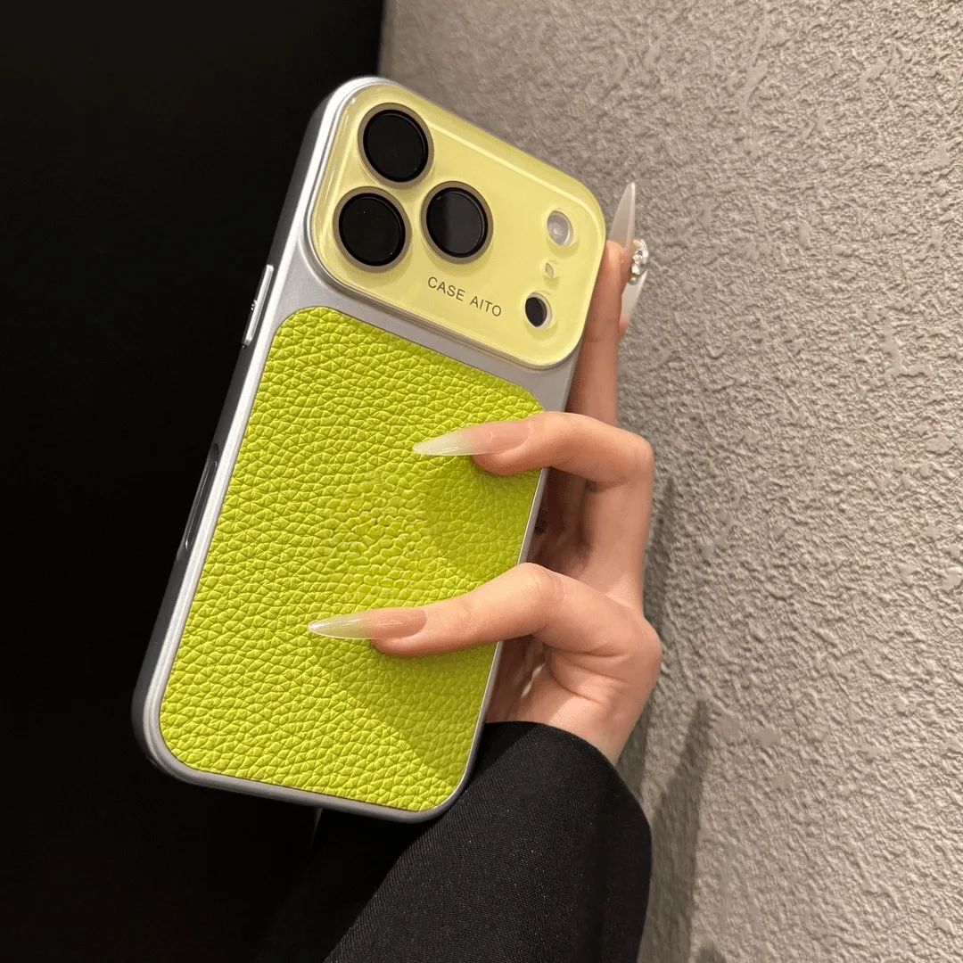 Colour Blocking Pu Leather Phone Case With Lens Protection_voghion.com