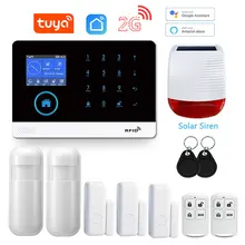 

PG103 Tuya Wifi GSM Smart Home Security Alarm System With 433MHz Motion Detector Wireless Solar Siren Support Alexa App Control