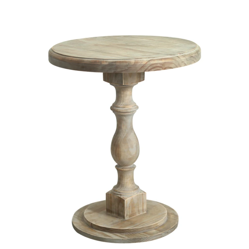 

Hxl French Country Solid Wood Dining Table and Chair Small round Table Coffee Restaurant Simple Table and Chair