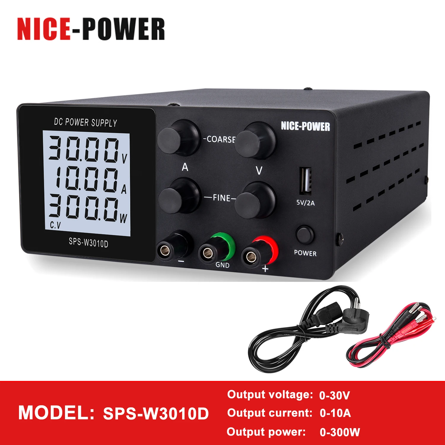 

Промышленный источник питания NICE-POWER 120 В, 3 А постоянного тока со стабилизацией напряжения 30 В, 10 А, цвет черный