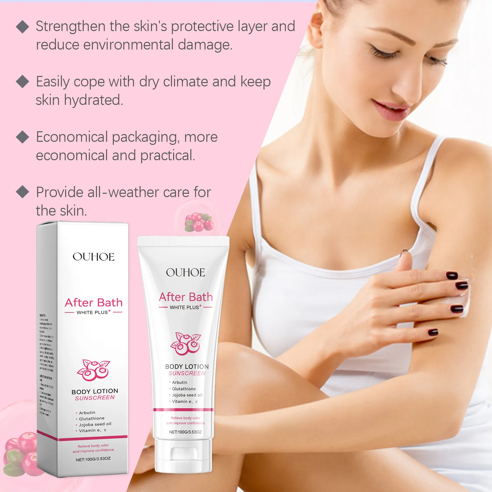 Body Lotion Odor Removal Long Lasting Fragrance Aroma Underarm Deodorant Brighten Smooth Moisturizer Refreshing After Bath Cream 6