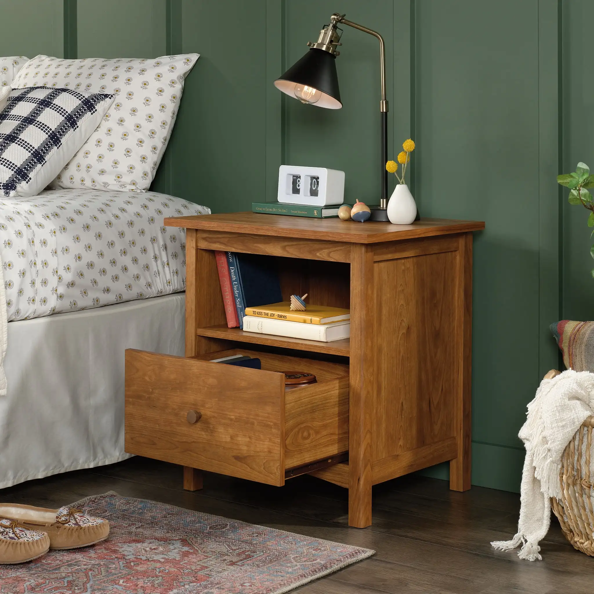 

Sauder Union Plain Nightstand with Drawer, Prairie Cherry Finish