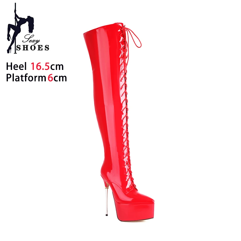 Lady Pointed Party Boots Fashion Suede Metal Heels Women Over the Knee Long Shoes Stretch Flock Winter High Boots Botas Feminino
