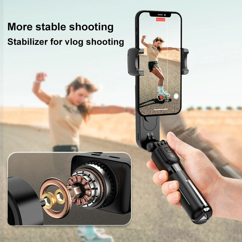 Gimbal Estabilizador Selfie Stick, Tripé com Luz de Preenchimento, Bluetooth sem fio para Huawei, Xiaomi, iPhone 13, Celular, Smartphone