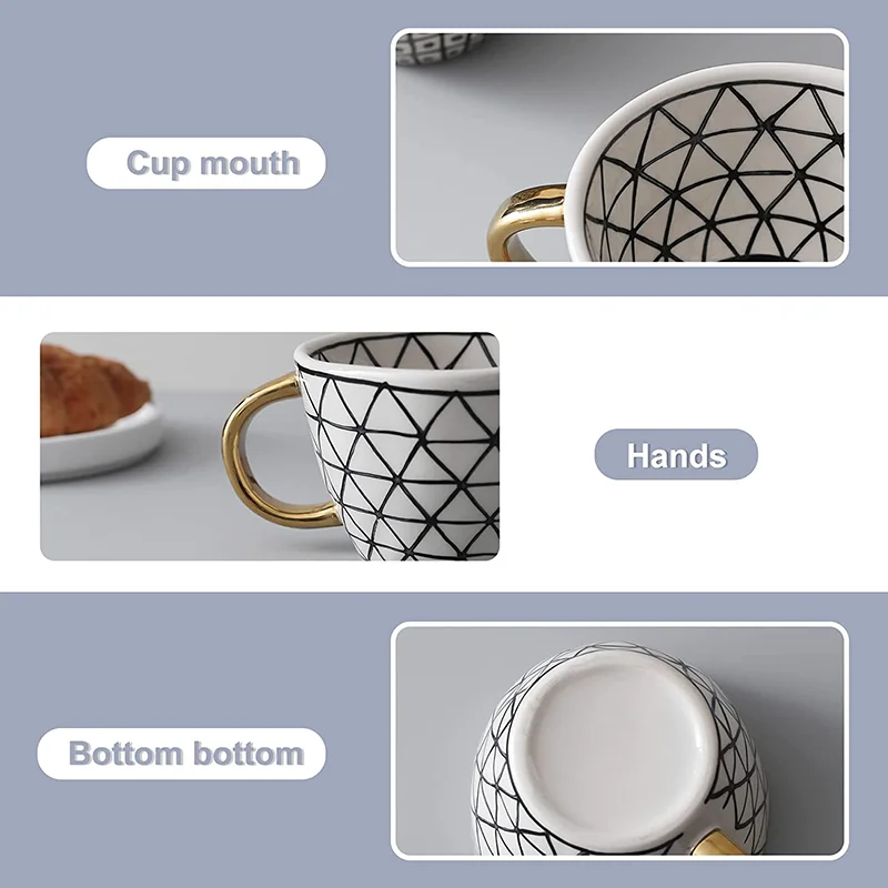 Nordic Creative Geometric Ceramic Mugs With Gold Handle – TheWokeNest