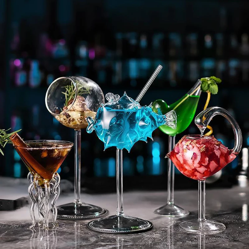 Description Picture 3 of itemCreative Cocktail Glass Thorn Fish-Shaped Goblet Glass Bar KTV Nightclub Party Drinking Cup Octopus Bird-Shaped Wine Juice Cup