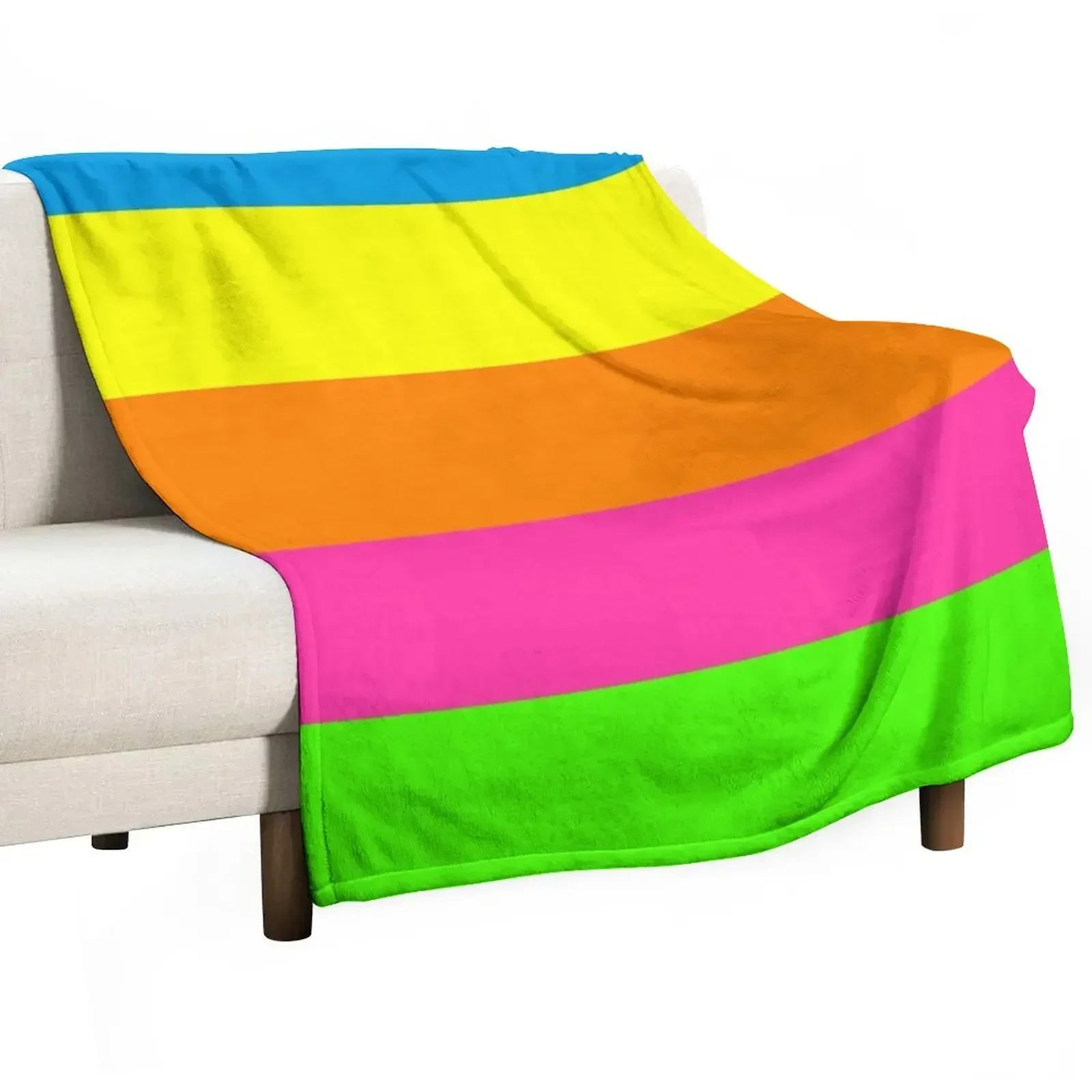 

PLAIN SOLID NEON FLUORESCENT RAINBOW STRIPES 5 COLORS Throw Blanket for sofa Decorative Beds Vintage Blankets