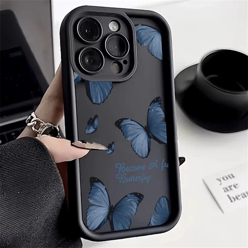 thumbnail image 1 of Funda de silicona con diseño de mariposa retro para iPhone 16, 15, 14 Pro Max Plus, 11, 12, 13 Pro, XS, 7, 8 Plus, SE, 2, X, XR, a prueba de golpes, 1 of 5
