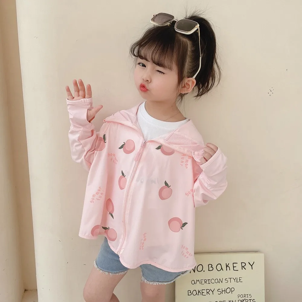 Description Picture 4 of itemHat Kids Sunscreen Hoodie with Mask Veil Long Sleeve Thin Children Sun Protection Clothing Crop Top Arm Sleeves