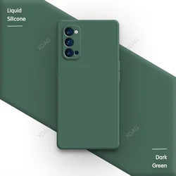 Premium Silicone Soft Square Phone Case - Liquid Silicone, High-Quality Protection for OPPO Reno4 Pro 5G (Dark Green)