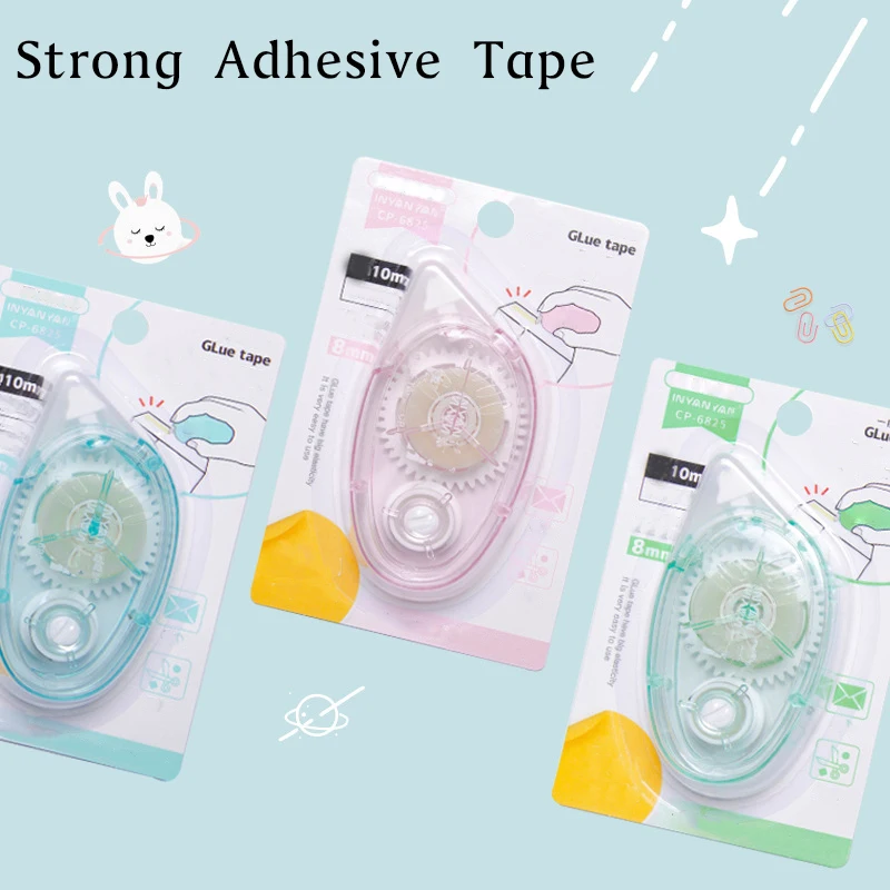 Double Sided Adhesive Glue Tape 10m*8mm Strong DIY Scrapbooking Office Stationery Supplies High Viscosity Roller Tape