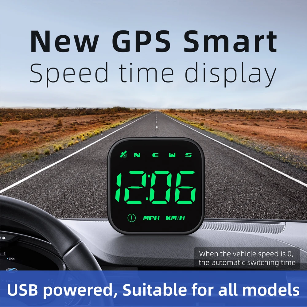 Car Hud G4s Gps Head Up Display Clock Compass Speedometer Led Kmh Meter Holder 2.5 Inch Screen