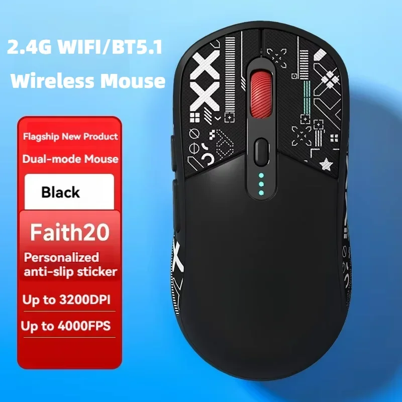 Dual-mode Wireless 2.4G/BT RGB Optical Mouse 500mAh Rechargeable Office Gaming Mouse 3200DPI PAW3212 Laptops Desktop Computer
