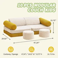 Modular Kids Play Couch, 10PCS Kids Modular Couch in Colorblocked Corduroy, Kids Couch for Playroom 2