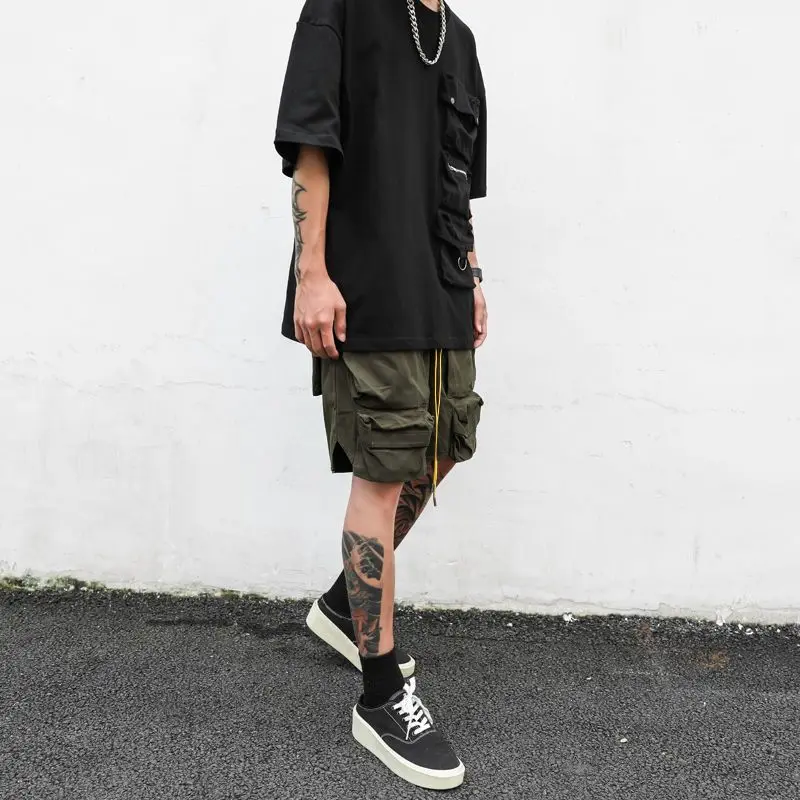 High Street American Multi Pocket Functional Work Shorts Men's Street Retro Hip Hop Loose Casual Capris Trend