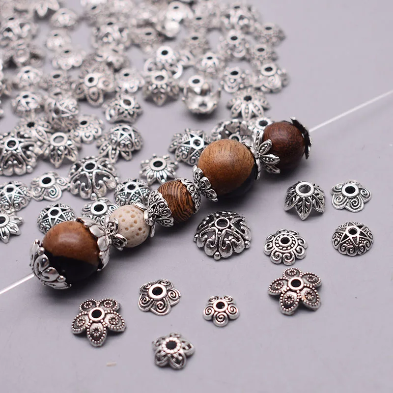 Gewicht 20 gr/beutel Tibetischen Antike Silber Farbe Metall Perlen Kappe Blume Spacer Bead End Kappen Für Schmuck MachenDIY Charms Armband