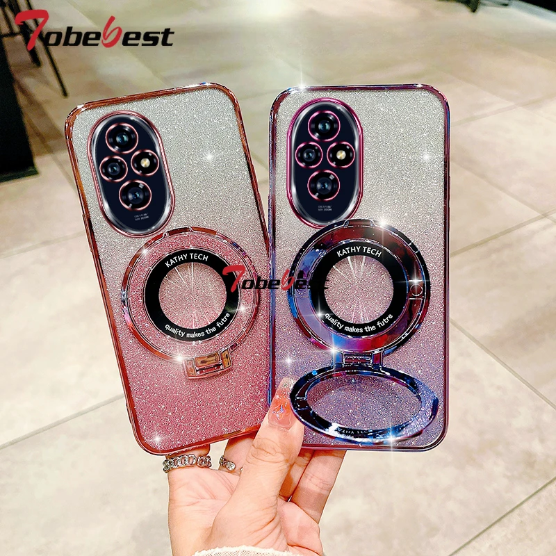 Glitter Plating Magnetic Holder Soft Silicone Phone Case