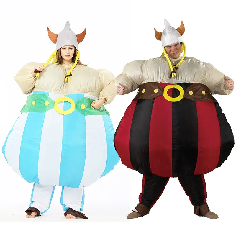 Caribbean Halloween inflatable pirate Cosplay Black Suit Costumes One eyed pirate inflate Viking Sailor