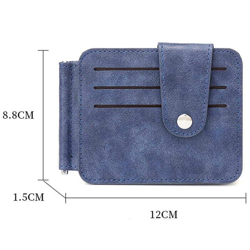 New Small Men's Wallet With Coin Pocket Card Slot Money Clip Dollar Banknote Slim Purse Zipper Cash Holder Bag A Metal Clamp 5