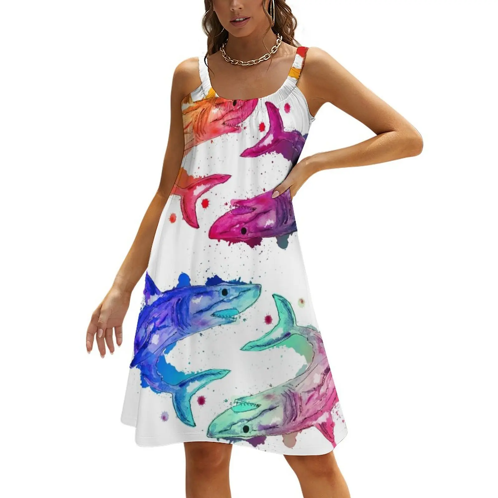 

Colored sharks Beach Sling Skirt wedding dresses for parties women's fashion dresses