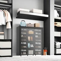 Large Shoe Rack with Visual Cabinet Door Holds 32-38 Pairs 8 Boot Storage Cells Sturdy Shoe Organizer Cabinet 2