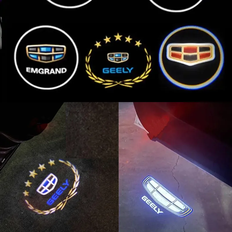 자동차 문짝 LED 프로젝터 램프, Geely Emgrand EC7 2009-2017 EC715 EC718 3D 장식 스타일링 수정 자동차 액세서리, 2 개