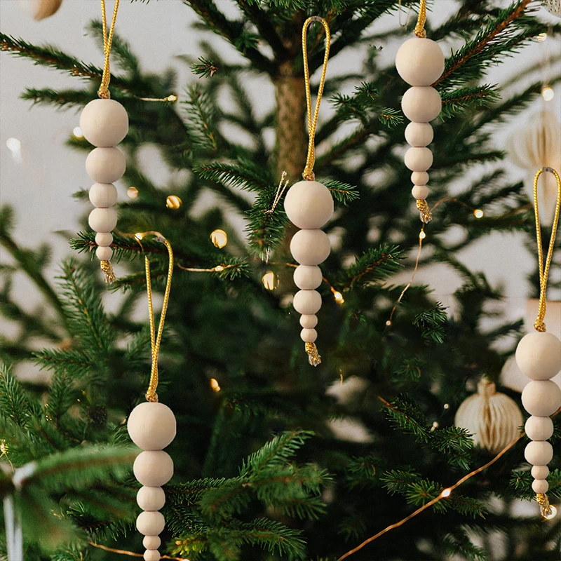 Christmas Tree Wholesale Wood Bead Garland Wooden Bead String