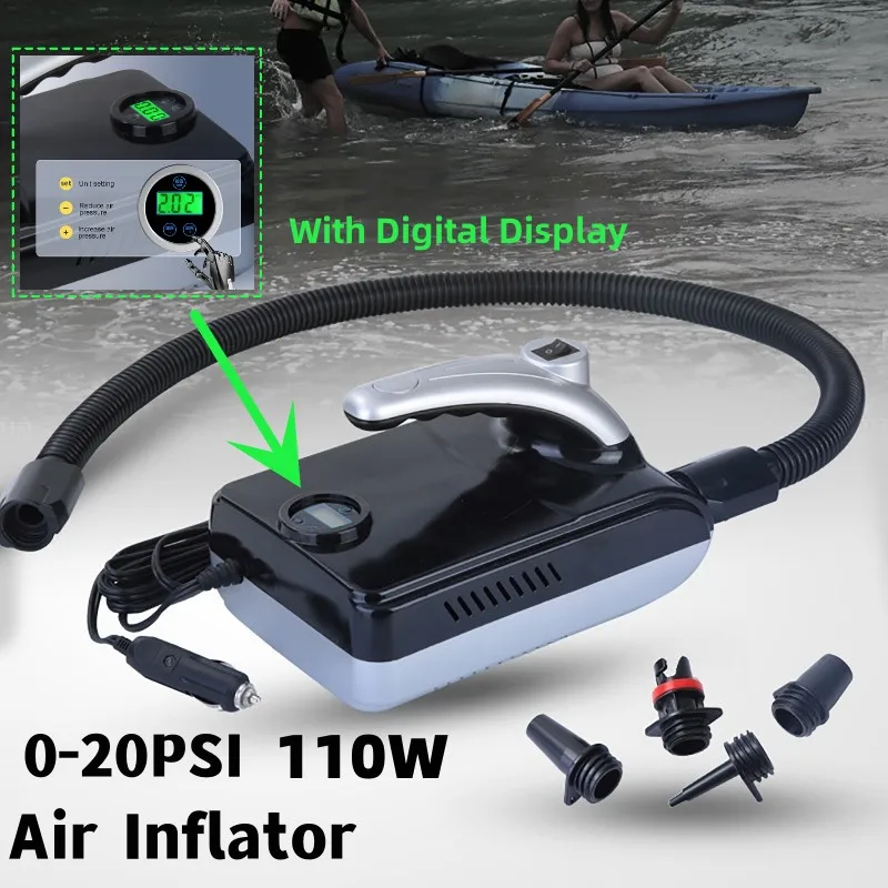 

12V 20PSI Air Inflator with Digital Display Electric SUP Air Pump Portable Air Pump for Inflatable Outdoor Paddle Board Boat