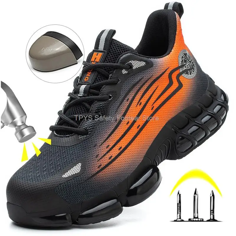 MenAirCushionSafetyShoesFashionWorkBootsAntismashAntiStab