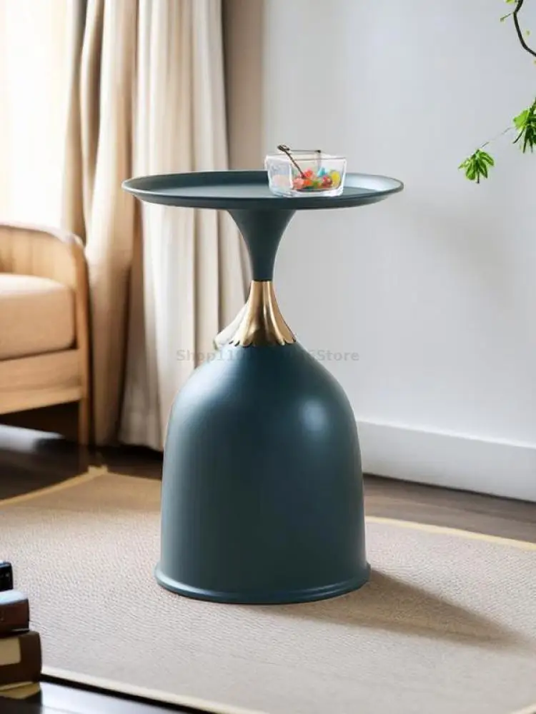 Walnut Color Side Table Italian Minimal Round Table Round Coffee Simple Light Luxury Bedside Sofa Small