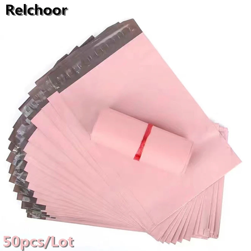 50Pcs Pink Poly Mailer Shipping Bags Waterproof Mailing Envelopes Self Seal Post Transport Bags Thicken Courier Bag 16 Sizes