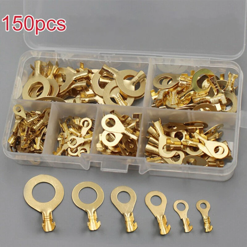 Gold Insulated Copper Ring Crimping Terminal Wire Connector Electrical Kit Waterproof Round Grounding Lug wire connectors