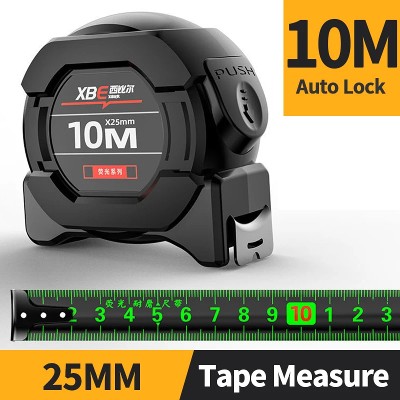 Self locking Steel Tape High precision Thickened measure black Fluorescent tape 5M Wear-resistant Fall resistant Measuring Tape tape measure,measuring tape