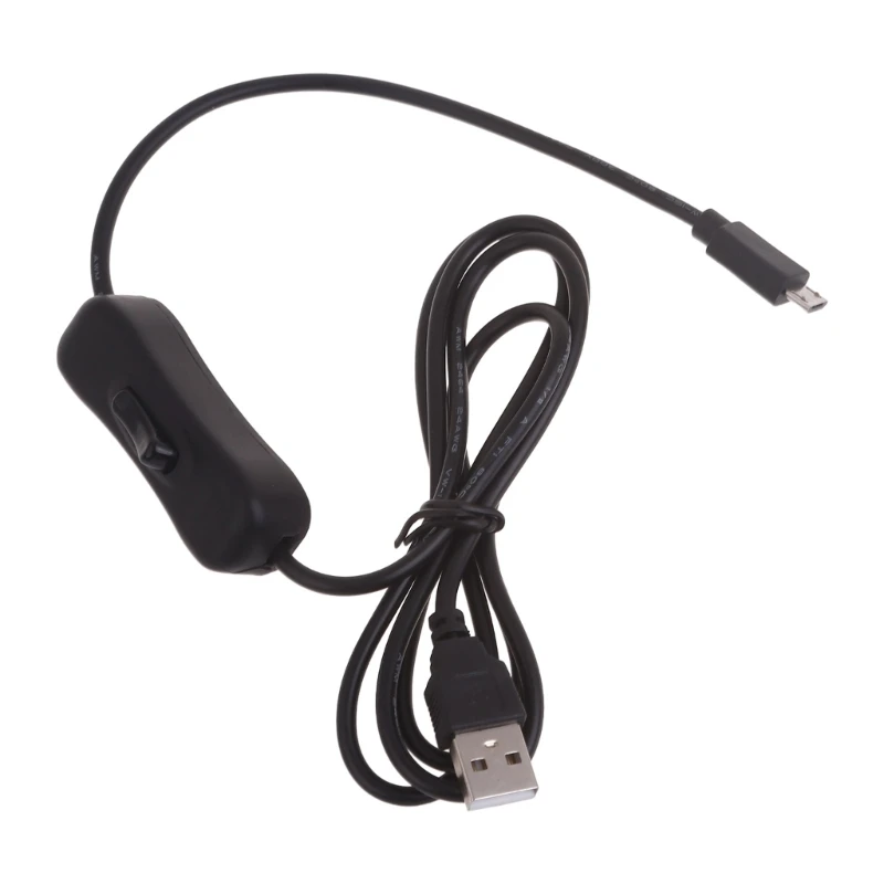 

USB to Micro USB Charging Cord with Power Button Control On/Off Suitable for Car Recorder Phone Tablet LED Desk Lamp Fan