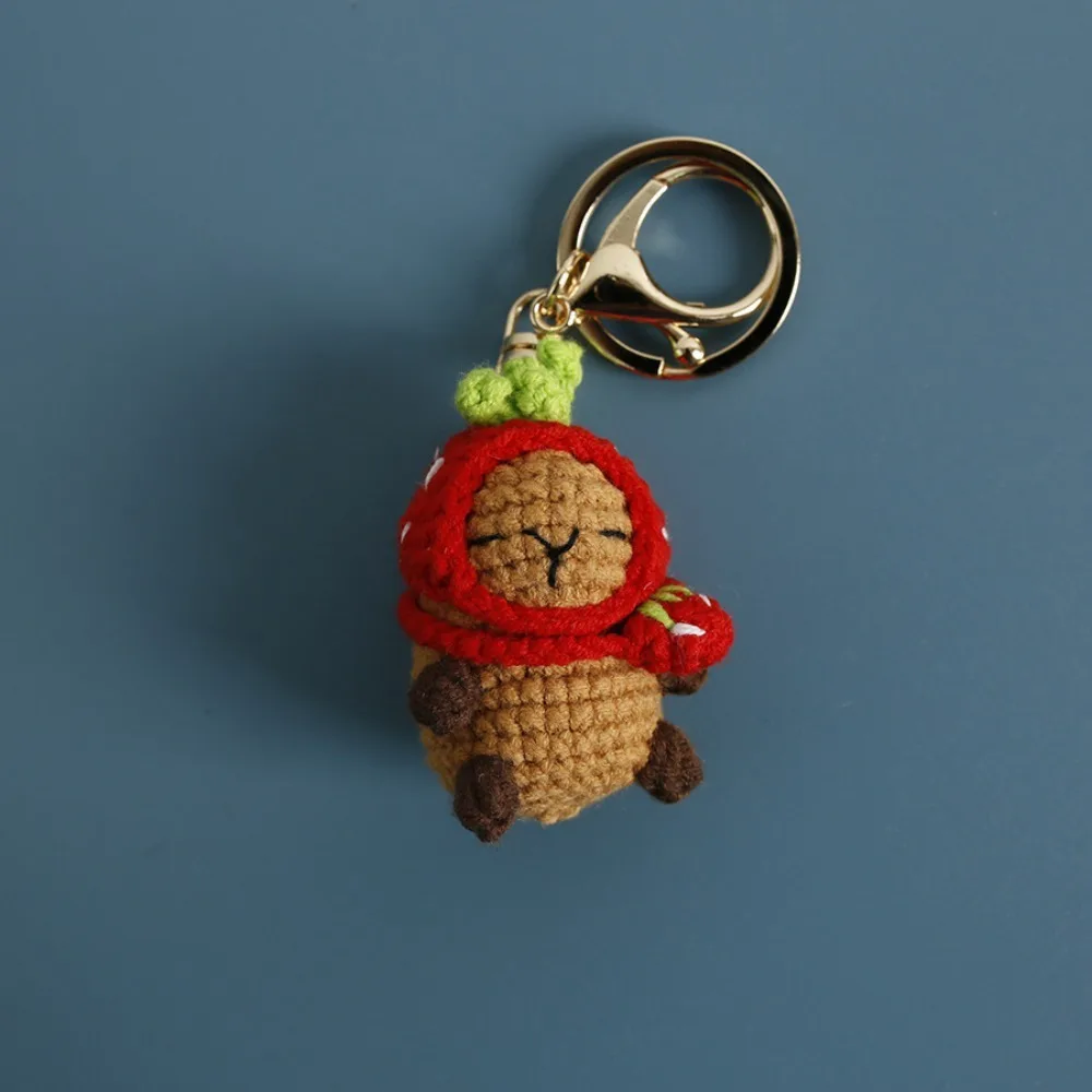 Cute Capybara Keychains Creative Knitting Capybara Doll Crochet Keyrings For Car Keys Kapibala Knitted Keychain For Bag Pendant plush toy plush keychain key chain capybara plush toy