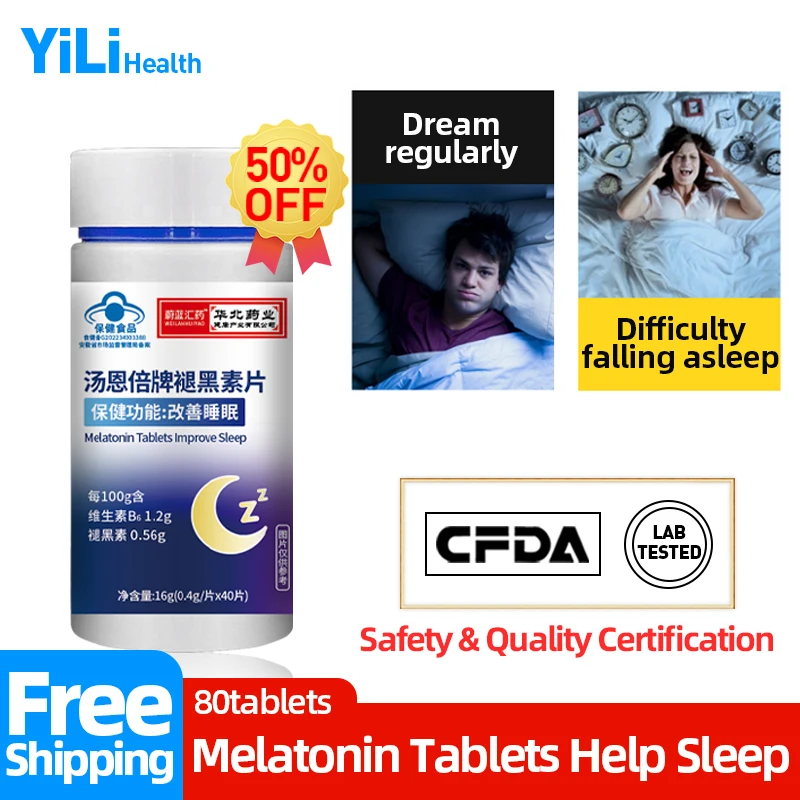 

Melatonin Vitamin B6 Tablets Insomnia Relief Help Improve Sleeping Quality Healthy Deep Sleep for Adults Supplements