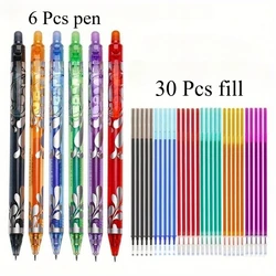 Erasable Gel Pen Set - Pack of 36 with 0.5mm Tip - 6 Vibrant Colors (6pen 30pcs fill)