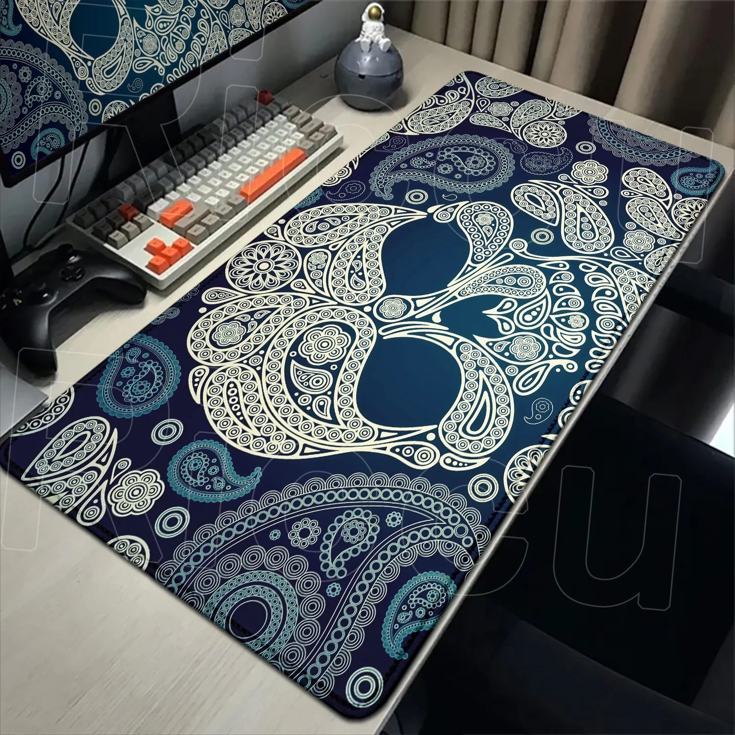 Paisley mouse pad stitched edge detail