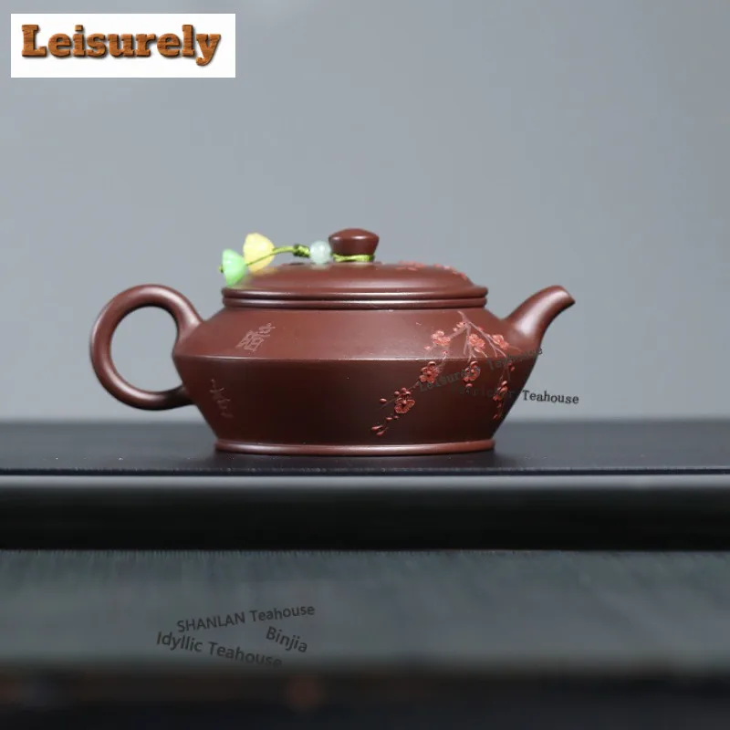 210ml High-end Yixing Purple Clay Teapots Artists Handmade Plum Blossom Pot Raw Ore Purple Zhu Mud Tea Maker Kettle Zisha Teaset