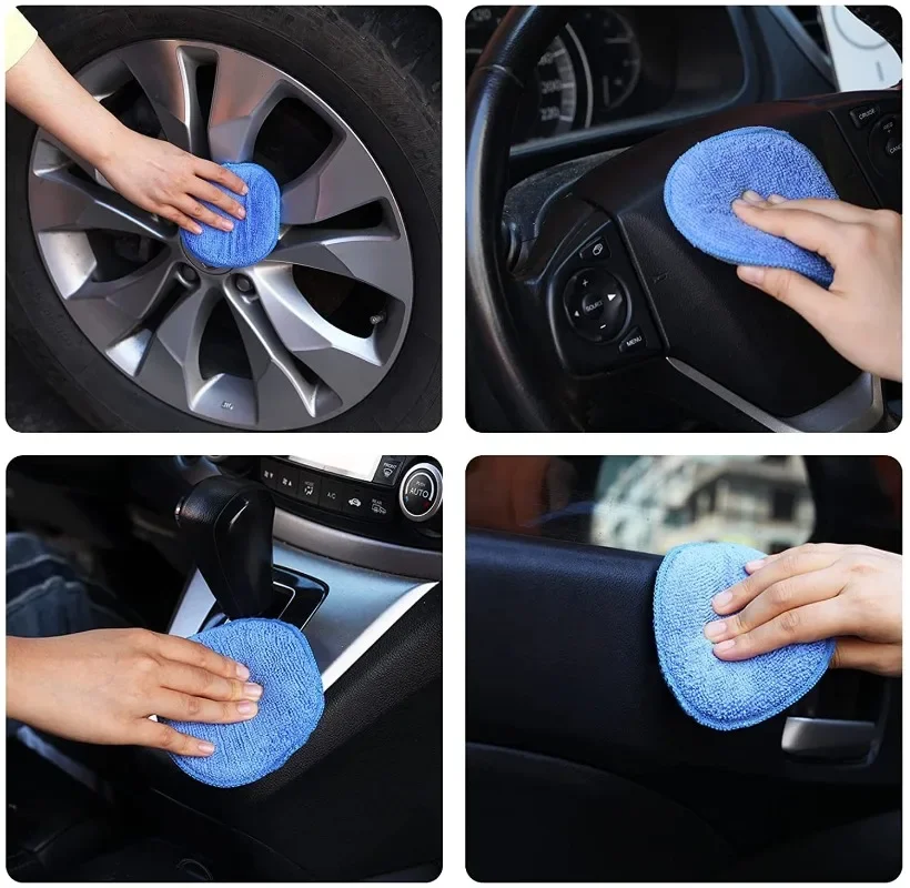 10Pcs Car Detailing Applicator Pads Wax Polish Microfiber Round Foam Sponges Soft Cleaning Tools