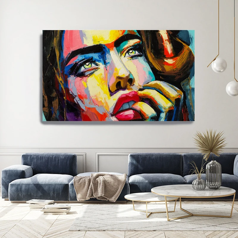 

Abstract Graffiti Female Face Portrait Posters and Prints Canvas Painting Wall Art Pictures Home Bar Room Decoration