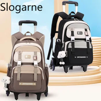 Kids Rolling Backpack Children Waterproof School Bag with Wheels Middle School Trolley Luggage Back Pack Women Wheeled Backpack 1
