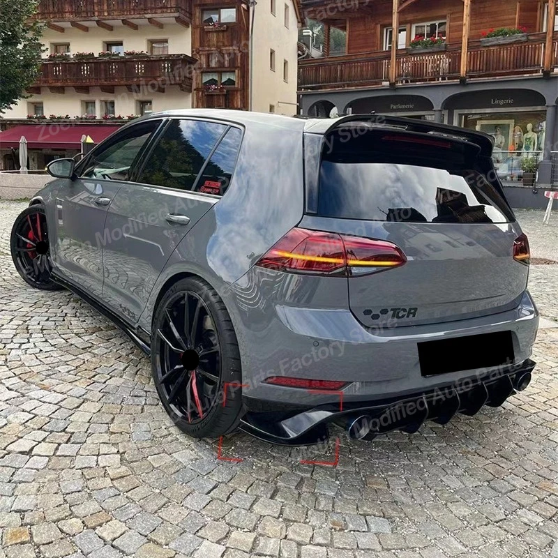 폭스바겐 골프 MK7.5 GTI TCR 2017-2020 리어 범퍼 디퓨저 플레이트 스포일러 립 스플리터 바디 키트 튜닝 자동차 액세서리